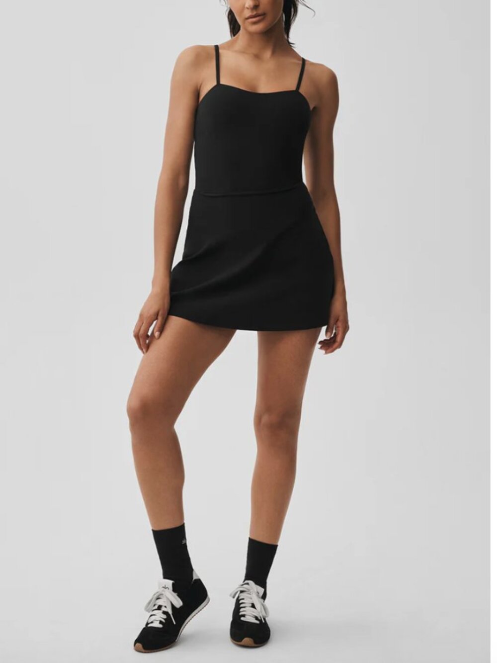 Alo Yoga Alosoft Courtside Tennis Dress - Black - Size M - Picture 3 of 8